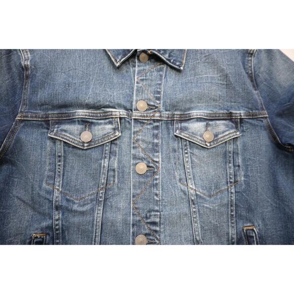 American Eagle Blue Washed Button Up Denim Jean Jacket Stretch Mens Sz Large - Picture 4 of 9